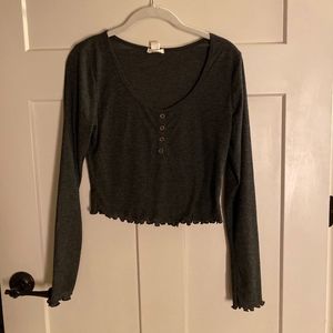 Grey Ribbed Crop Top